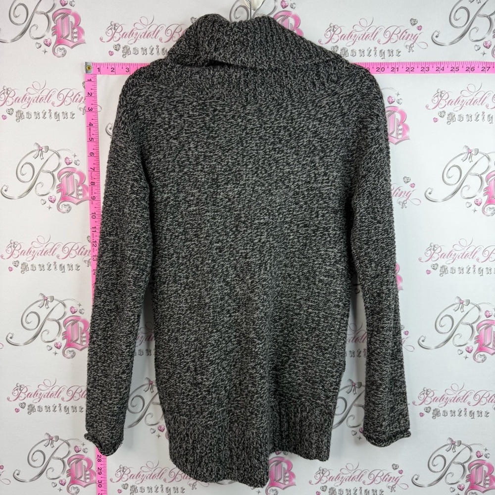 TNA wool sweater zip up vintage Y2K Gray Marled Zip-Front Shawl Collar Sweater - Picture 2 of 14